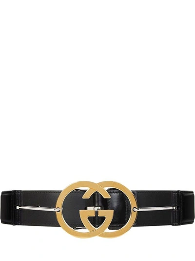 Shop Gucci Belt With Interlocking G Buckle In Black