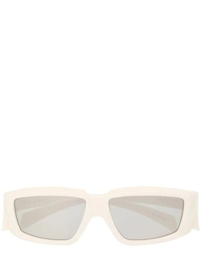 Shop Rick Owens Square Frame Sunglasses In White