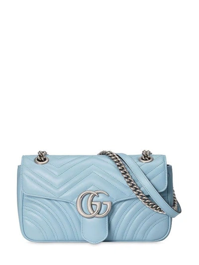 Shop Gucci Gg Marmont Small Shoulder Bag In Blue