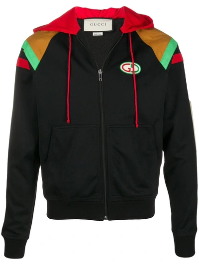 Shop Gucci Technical Jersey Zip Jacket In Black