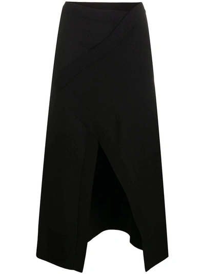 Shop Jil Sander Front Slit Skirt In Black