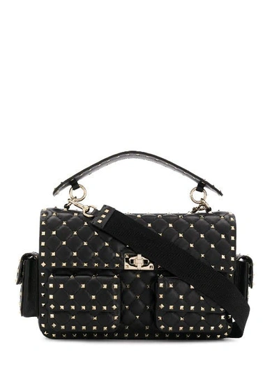 Shop Valentino Rockstud Spike Nappa Bag With Pockets In Black
