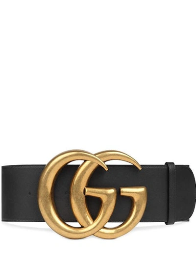 Shop Gucci Wide Belt With Double G In Black