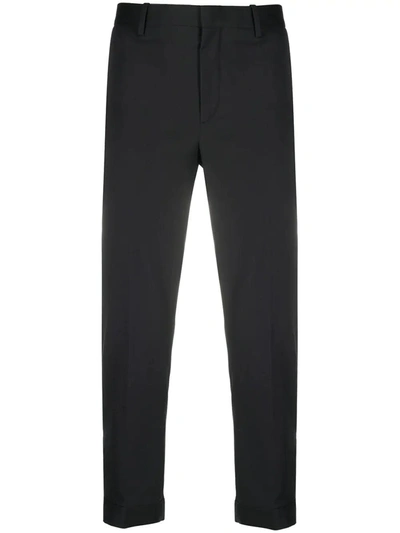 Shop Neil Barrett Tapered Cropped Trousers In Black