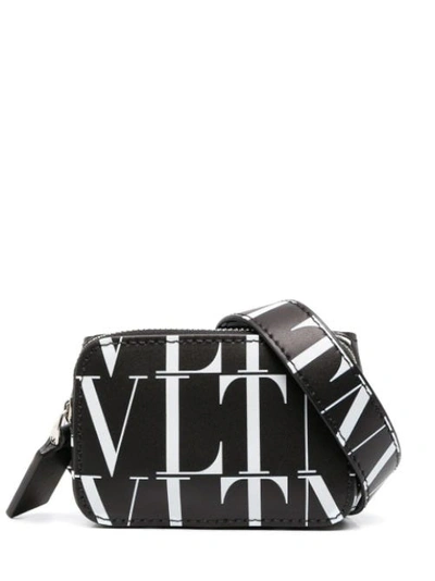 Shop Valentino Vltn Times Mini Leather Belt Bag In Black