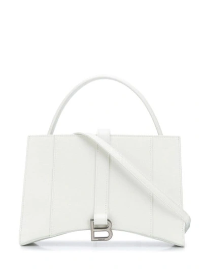 Shop Balenciaga Hourglass Small East-west Tote Bag In White