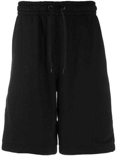 Shop Burberry Logo Tape Cotton Drawcord Shorts In Black