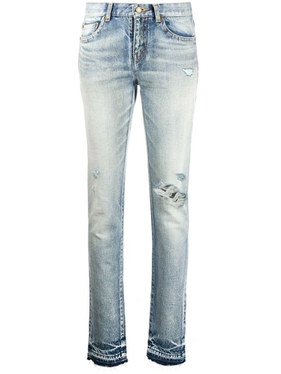 Shop Saint Laurent Low-rise Jeans In Light Fall Blue Denim
