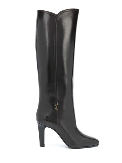 Shop Saint Laurent Jane Boots In Smooth Leather In Black