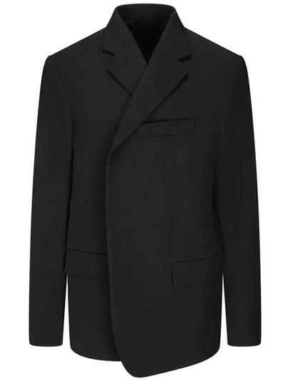 Shop Balenciaga Asymmetric Phone Holder Jacket In Black