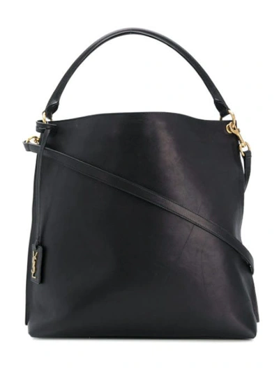 Shop Saint Laurent Tag Hobo Bag In Smooth Saddle In Black