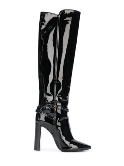 Shop Saint Laurent 76 Boots In Patent Leather In Black