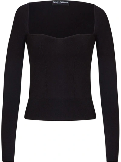 Shop Dolce & Gabbana Sweetheart-neck Sweater In Black