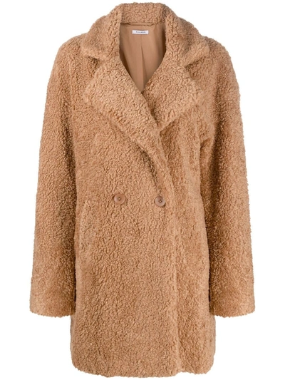 Shop P.a.r.o.s.h Double-breasted Eco-fur Coat In Brown
