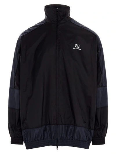 Shop Balenciaga Bb Zip-up Jacket In Black