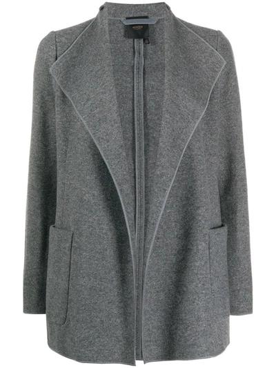 Shop Agnona Cardigan With Wide Lapels In Grey