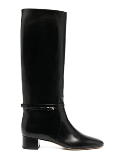 Shop Francesco Russo Wide Heel Boots In Black