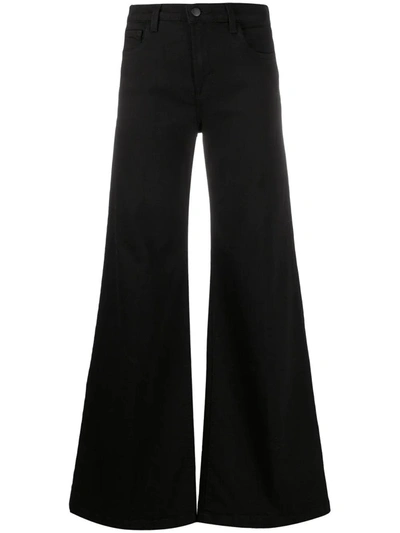 Shop J Brand High-waisted Flared Trousers In Black