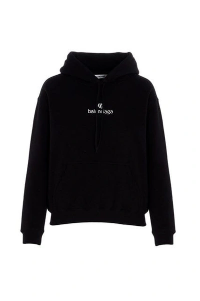 Shop Balenciaga Sponsor Medium Fit Hoodie In Black