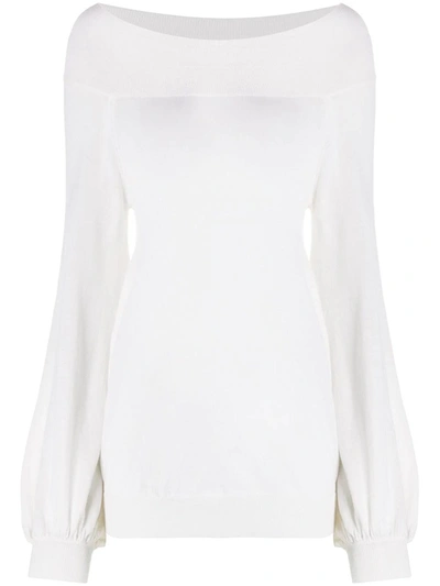 Shop P.a.r.o.s.h Off-shoulder Knitted Jumper In White