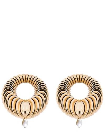 Shop Acchitto Aequor Weaves Pearl Earrings In Gold