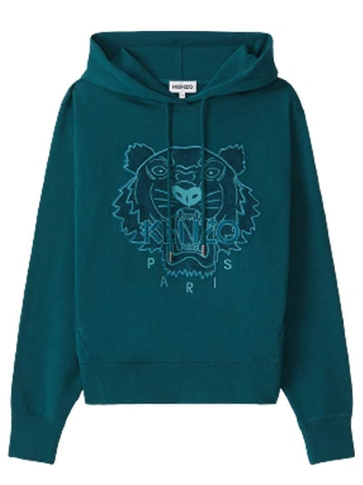 Shop Kenzo Green Tiger Hoodie Sweatshirt