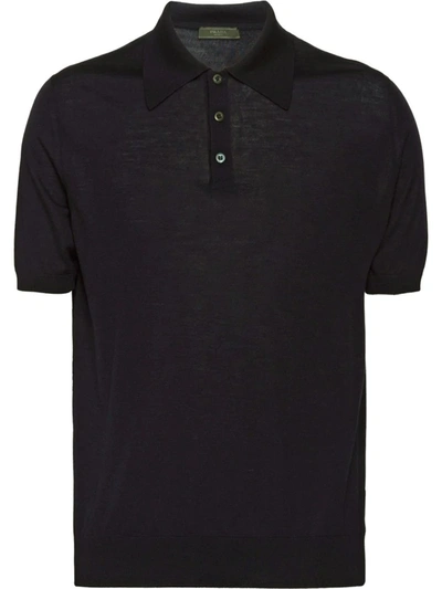 Shop Prada Blue Short-sleeved Polo Shirt