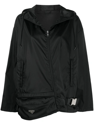 Shop Prada Re-nylon Gabardine Black Belt-bag Lightweight Jacket