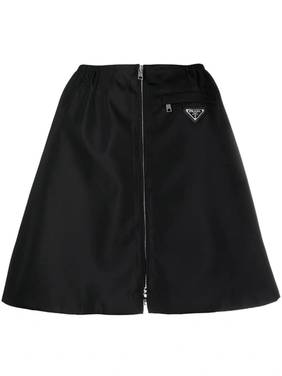 Shop Prada Black Gabardine Re-nylon A-line Skirt