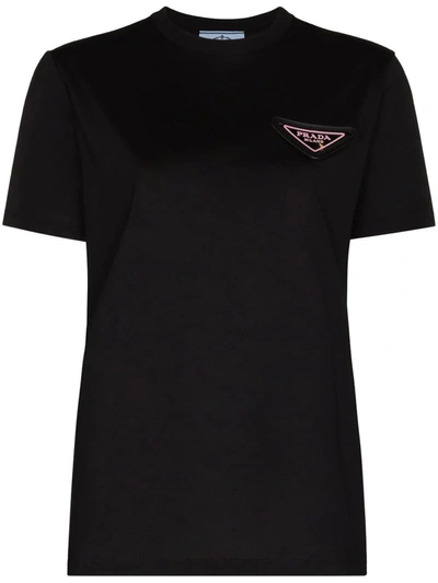 Shop Prada Triangle-logo Crew-neck T-shirt In Black