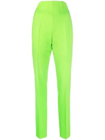 Shop Attico Green High Waisted Straight Trousers