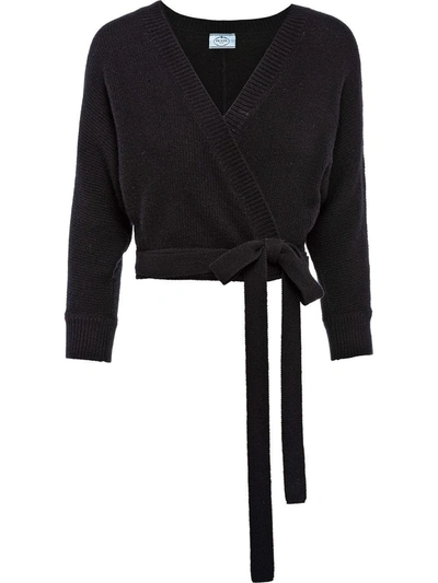 Shop Prada Black Wrap Cardigan