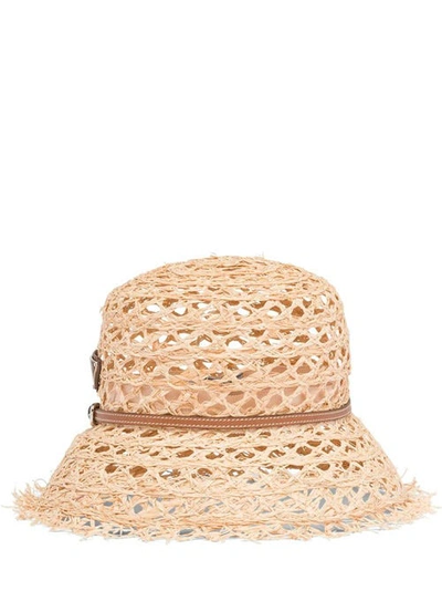 Shop Prada Beige Raffia Hat