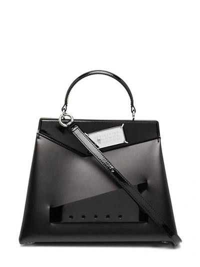Shop Maison Margiela Black Snatched Medium Top Handle Bag
