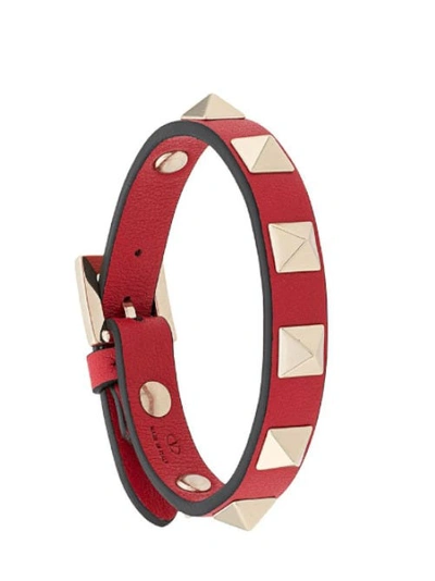 Shop Valentino Rockstud Bracelet In Red