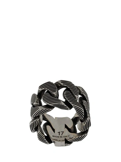 Shop Alexander Mcqueen Textured Chain Ring In Silver
