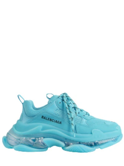 Shop Balenciaga Blue Triple S Clear Sole Sneakers