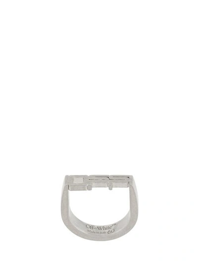 Shop Off-white Off Logo Ring In Silver