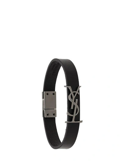 Shop Saint Laurent Opyum Bracelet In Leather