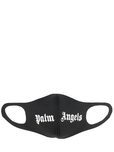 Palm Angels Black Face Mask With White Logo