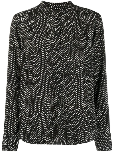 Shop Isabel Marant Black Silk Polka Dot Shirt