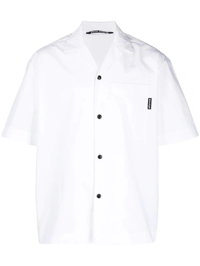 Shop Palm Angels White Logo Button-down Shirt