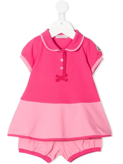 Shop Moncler T-shirt Style Cotton Dress Set In Pink