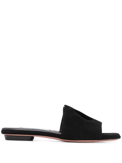 Shop Aquazzura Cut-out Detail Slides In Black