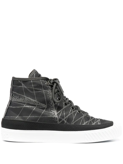 Stone Island Abstract-print High-top Sneakers In Grey