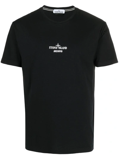 Shop Stone Island Logo-printed T-shirt In Black