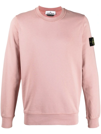 Shop Stone Island Compass Logo-patch Sweatshirt In Pink