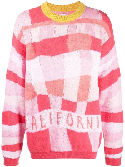 Shop Erl Patchwork Intarsia Knit Jumper In Pink