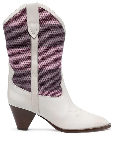 Shop Isabel Marant Luliette Contrasting-panel Detail Boots In Pink