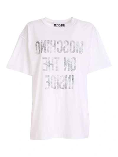 Shop Moschino Inside Out T-shirt In White
